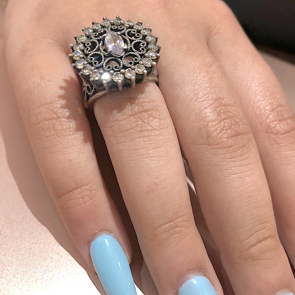 🔴 Handmade vintage oxidized filigree Silver Ring 7 - Picture 3 of 5